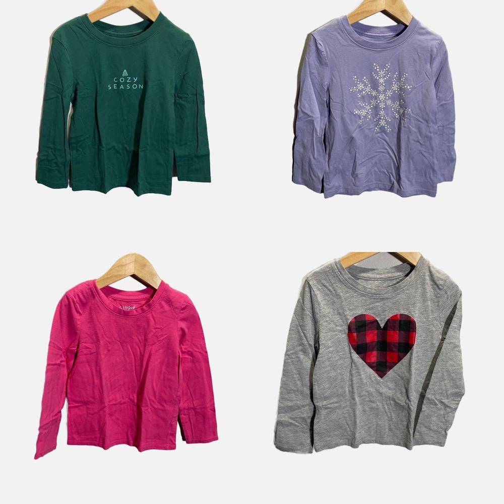 Cat & Jack Long Sleeve Graphic Tees Kids 5T Multicolor Bundle Winter Holiday